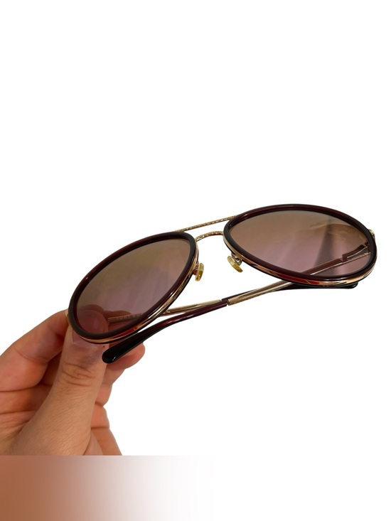 TORY BURCH RETRO AVIATOR SUNGLASSES 
BROWN/BURGUNDY GRADIENT LENS Large frame main image 4